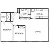 2 Bedroom, 1 Bathroom - 1075 SF